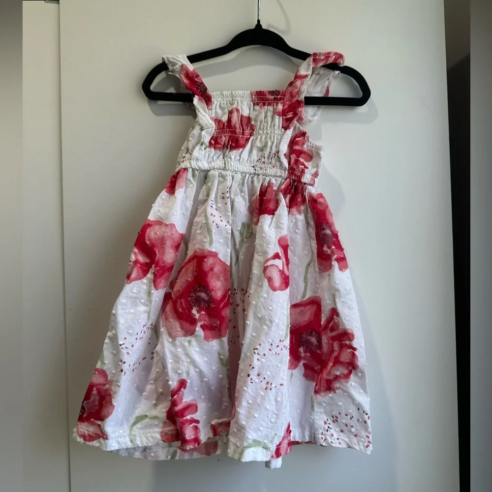 Penelope Mack White Dress with Pink-Red Floral Print